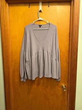 torrid Dusty Lavender Waffle Knit V-Neck Sweater